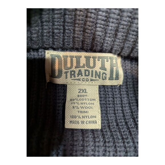 Duluth Trading Co Mens Brigadier Button Mock Sweater Gray/Blue MSRP $99.95 XXL - Picture 4 of 6